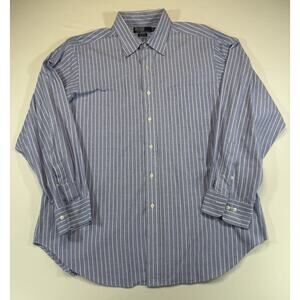 Polo Ralph Lauren Andrew Dress Shirt Blue Stripe Mens 17 34/35 Cotton